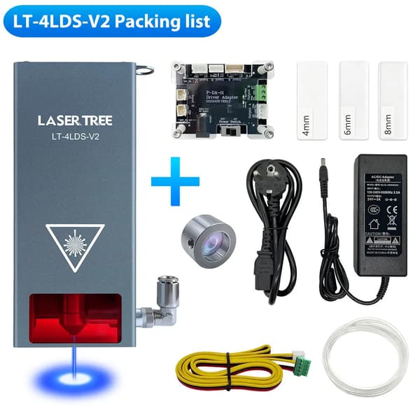 Laserimoduuli, 10W-40W optinen teho, ilmavalmisteinen sinivaloinen laserpää,LT-4LDS-V2, EU-Pistoke