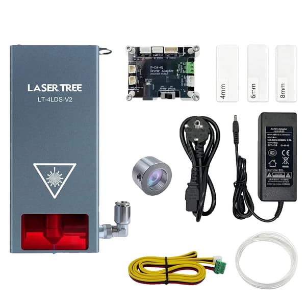 Laserimoduuli, 10W-40W optinen teho, ilmavalmisteinen sinivaloinen laserpää,LT-4LDS-V2, EU-Pistoke