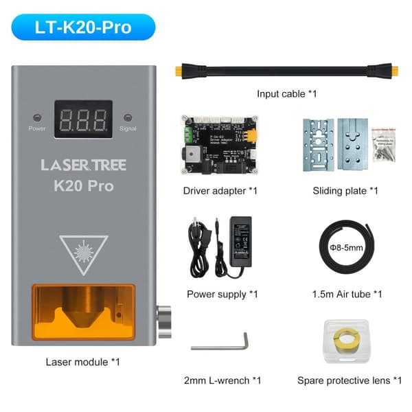 Laserpää, 20W optinen teho, ilmavälitteinen teknologia,LT-K20-Pro-EU, 24V