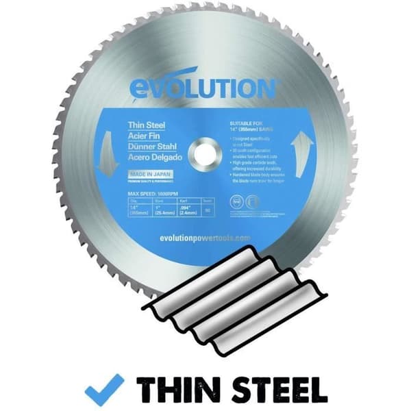 Evolution Power Tools Stål 355 mm tjocklek i stål Karbidblad, 0 V, Silver, 355 mm -