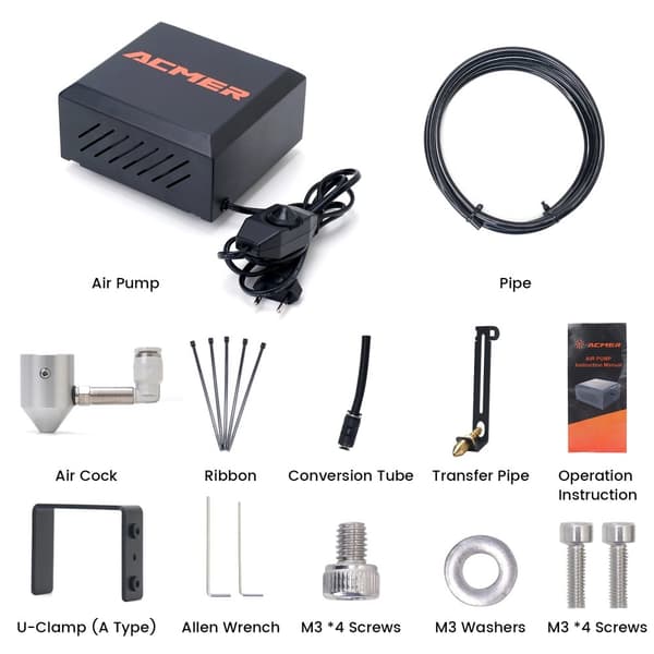 Luftassisteret pumpe, justerbart lufttryk, 30L/min luftstrøm, lavt støjniveau,C4 Air Assist Pumpe, EU Stik 220V