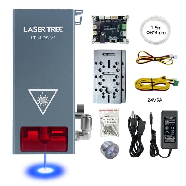 Laser Skæremodul, 20W Blåt Lys, Avanceret Køling og Luftassistance,EU Stik, 4LDS-V2 20W