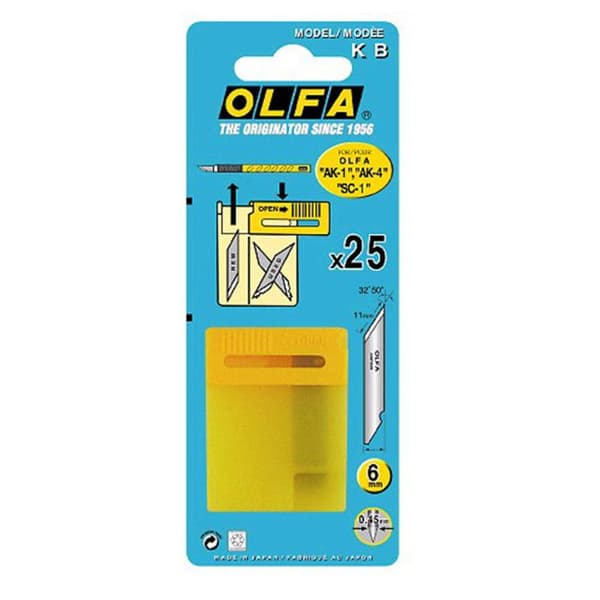 OLFA KB ersättningsblad - 25 blad - Kompatibel modell: ET-1 AK-1 AK-4