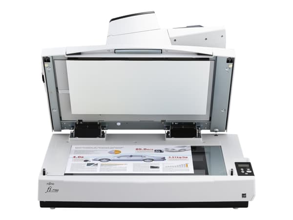 Ricoh fi-7700S - Dokumentskanner - Dubbel CCD - ARCH B - 600 dpi x 600 dpi - upp till 75 sidor/minut (mono) / upp till 75 sidor/minut (färg) - ADM (3