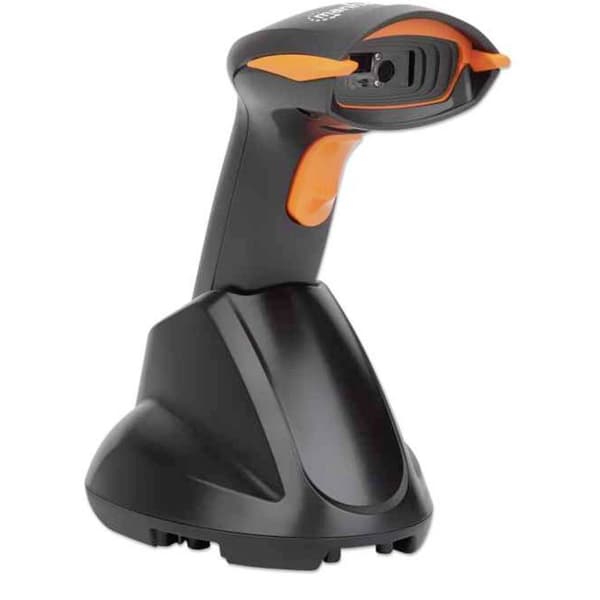 Manhattan Wireless 2D 2D Trådlös streckkodsskanner Trådlös 1D, 2D CCD Svart, Orange Handskanner inkl. stativ USB-A