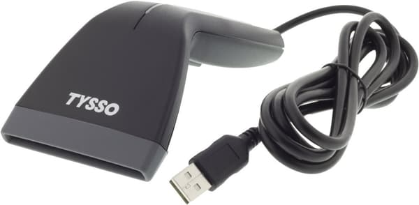 Bar code reader with CCD technology, 80mm range, USB power