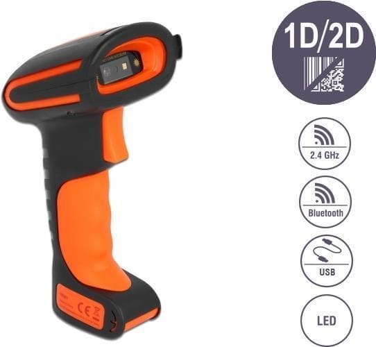 Delock - viivakoodinlukija - kannettava - 120 skannausta/s. - purettu - USB, RF (2,4 GHz), Bluetooth 4.1 (90507)