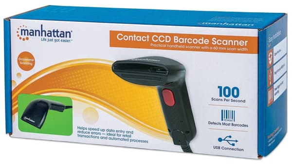 Manhattan 178488 USB Kit Streckkodsskannerkabel 1D CCD Svart Manuell USB