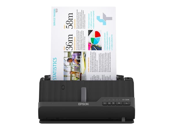 Epson ES-C320W - Arkmateskanner - Dupleks - A4/Legal - 600 dpi x 600 dpi - ADF (20 ark) - inntil 3500 skann pr. dag - USB 2.0, Wi-Fi(n) Sort