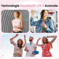 Miniatyrbild 5 av 6: AGPTEK 32GB Bluetooth 5.3 MP3-högtalare med pekknappar, 2,4 tum stor skärm, TF-kort upp till 128G - Rosa
