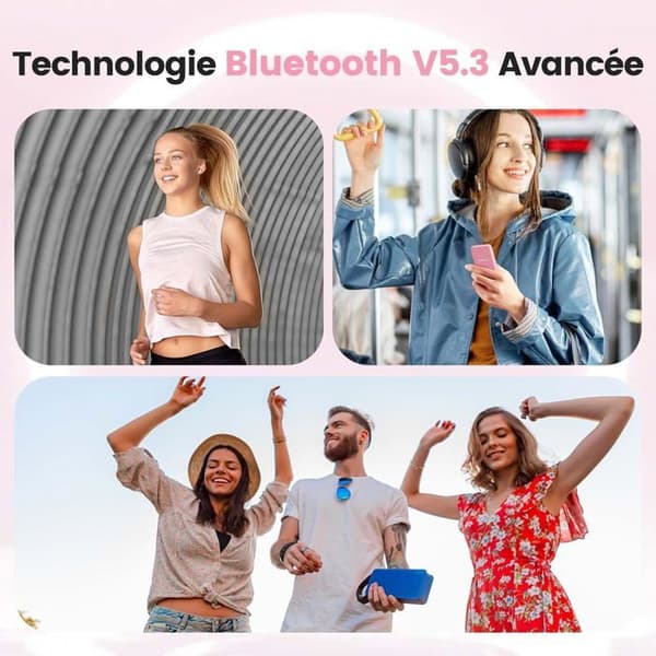 AGPTEK 32GB Bluetooth 5.3 MP3-högtalare med pekknappar, 2,4 tum stor skärm, TF-kort upp till 128G - Rosa