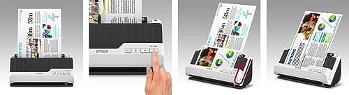 Epson Desktop Scanner DS-C330, kompakt A4 business scanner med lavt strømforbrug, duplex feed scanner med alsidig mediebehandling, sort/hvid