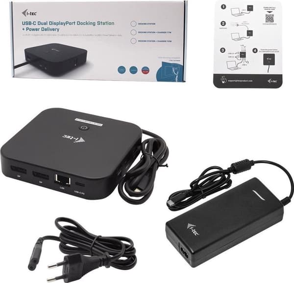i-tec USB-C dockningsstation för två skärmar med 100 W effekt