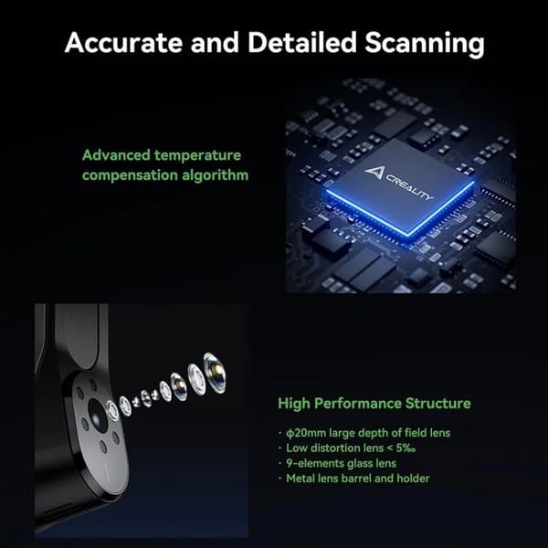 Creality CR Scan Raptor 3D Scanner Metrologisk noggrannhet 0,02 mm hastighet 60 fps Anti-Shaking Blue Light och Infraröd Scanner