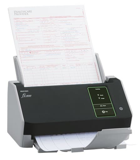Ricoh fi-8040 ADF + Manuell matningsskanner 600 x 600 DPI A4 Svart, Grå