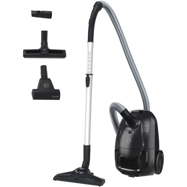 HOOVER HE1 - Kompakti ja tehokas pölypussillinen sylinteripölynimuri - Suuri 2,5 litran tilavuus - Tehokas koville lattioille ja matoille