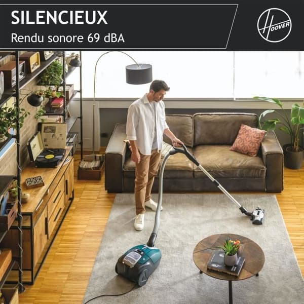 Støvsuger med pose - HOOVER - HE530ALG - 700 W - 4 L - 65 dBA - Speciel til dyr og allergier