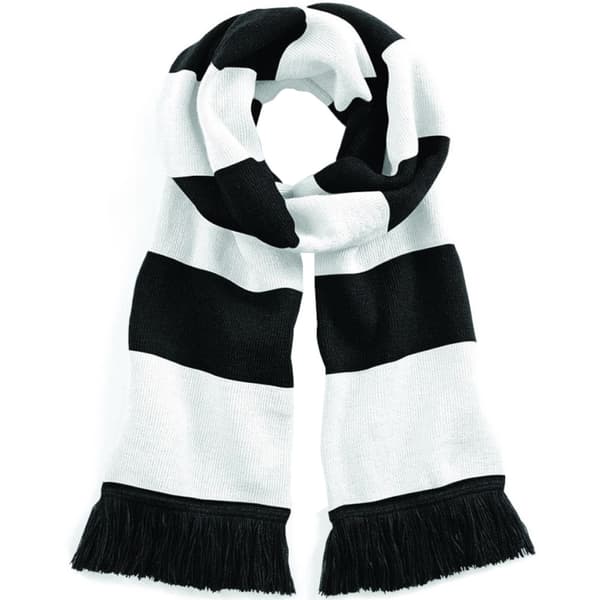 Beechfield Varsity Unisex Winter Scarf (Double Layer Knit) Black / White One Size