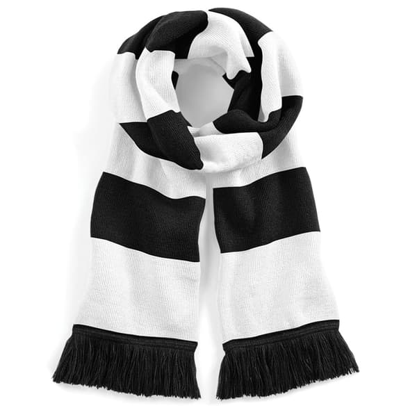 Beechfield Adults Unisex Varsity Scarf Black/White One Size