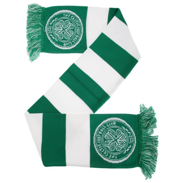 Celtic FC Official Football Supporters Crest/Logo Bar Scarf Green/White One Size