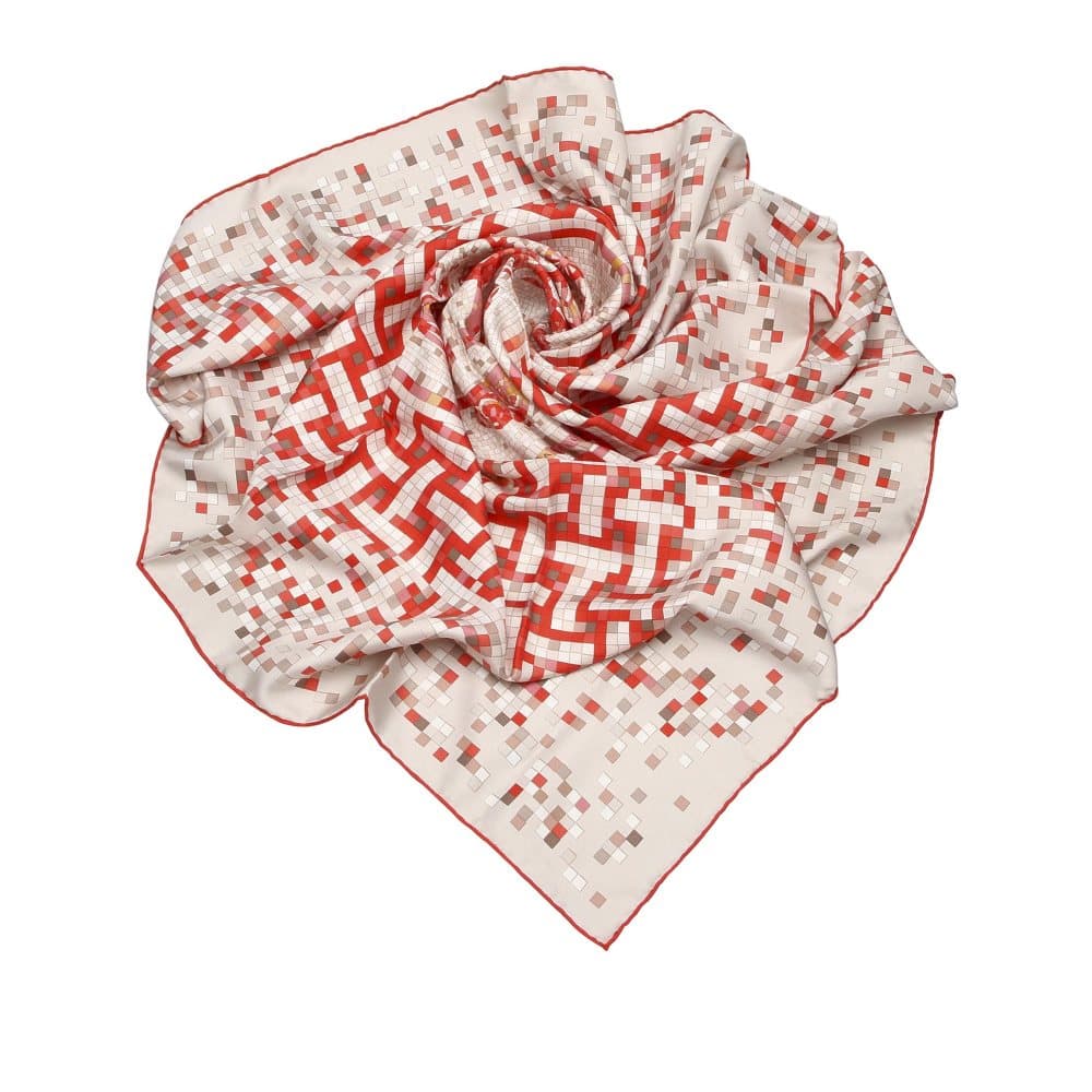 Hermes Mosaic Au 24 Silk Scarf Red