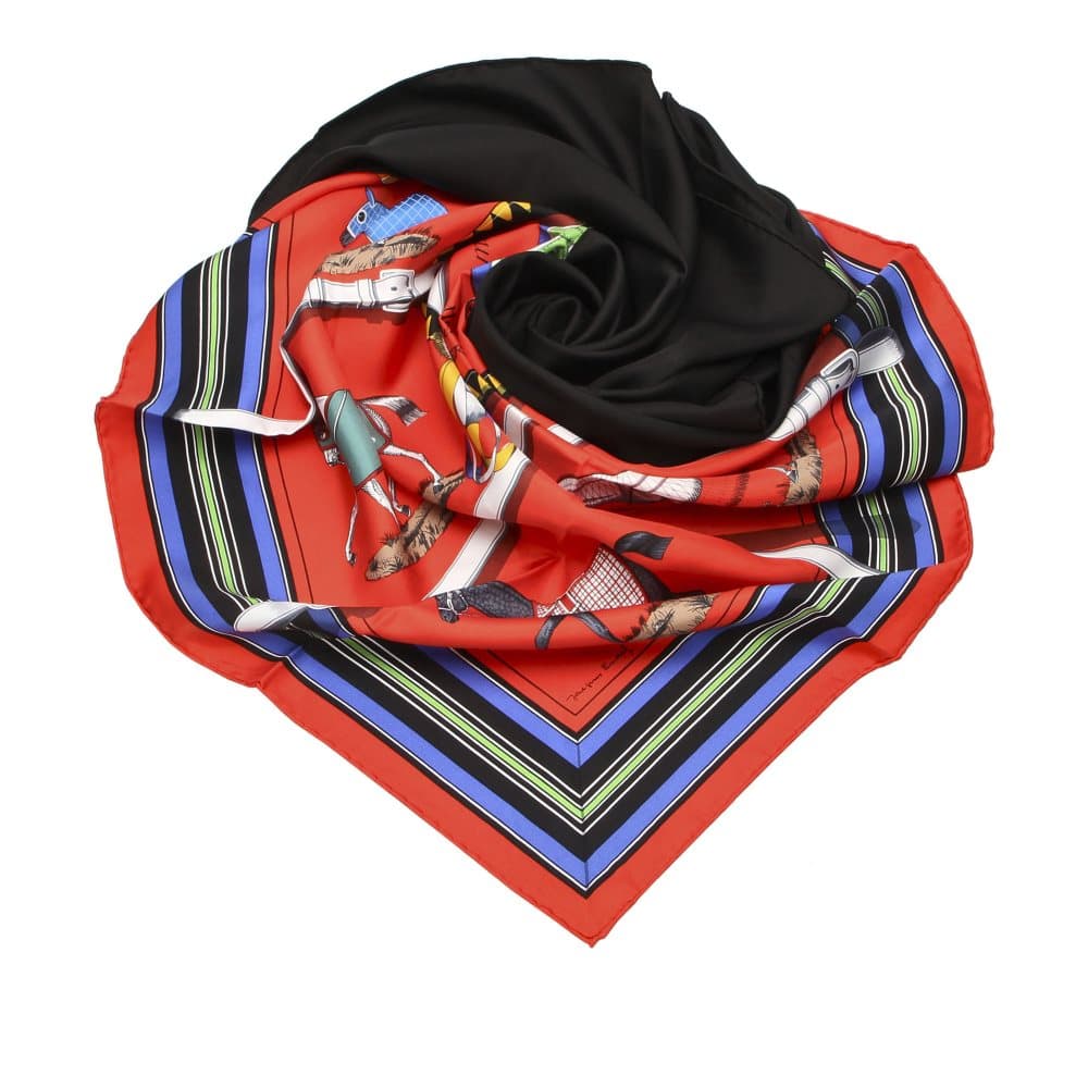 Hermes Couvertures et Tenues de Jour Silk Scarf Red