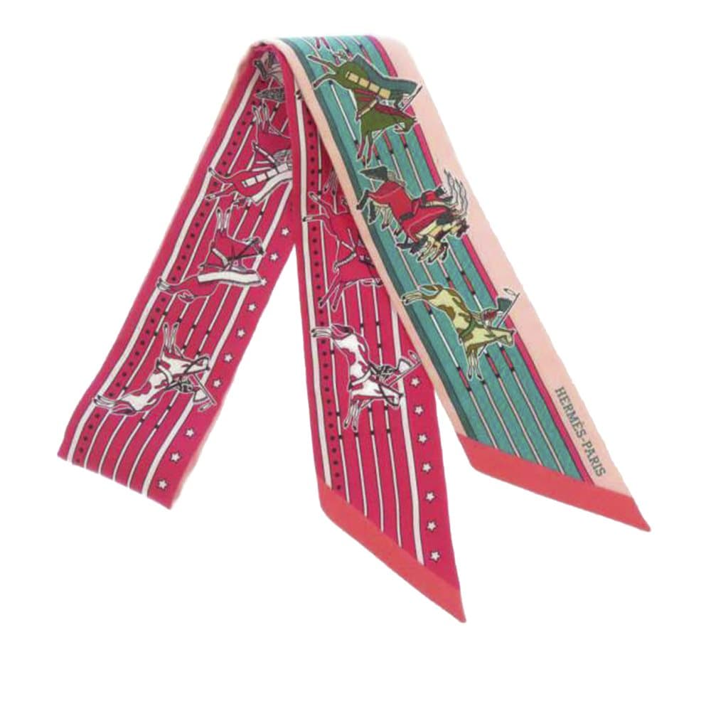 Hermes Pani la Shar Pawnee Twilly Silk Scarf Pink