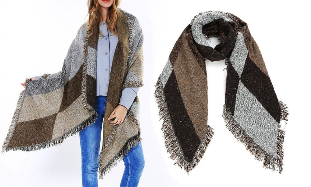 Kvinnor mode vinter varm filt halsduk - Kaffe