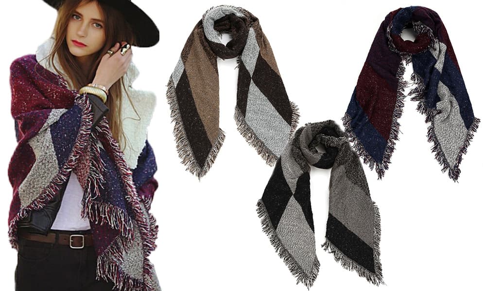 Poncho warm vinter filt halsduk