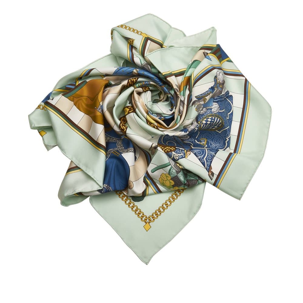 Pre-owned Hermes Chocs en Plumes Silk Scarf Blue