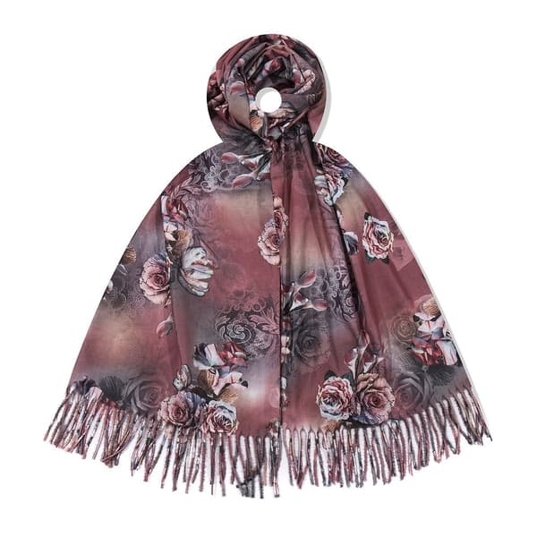 Fox - Scarf XC2202-19WJ Storblommig Gammelrosa One Size