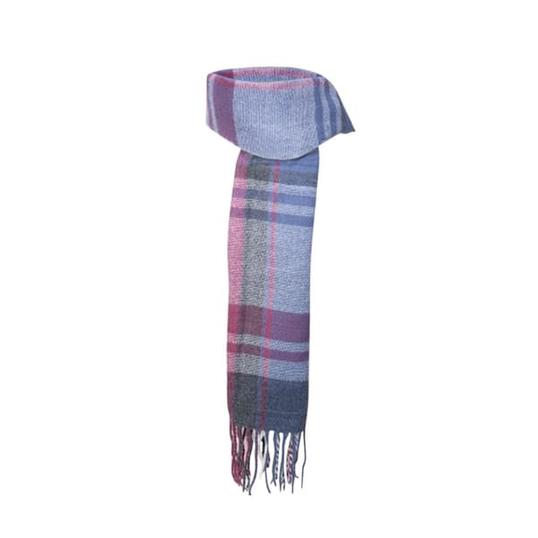 Hy Womens/Ladies Tartan Supersoft Scarf Grape/Riviera Blue/White One Size