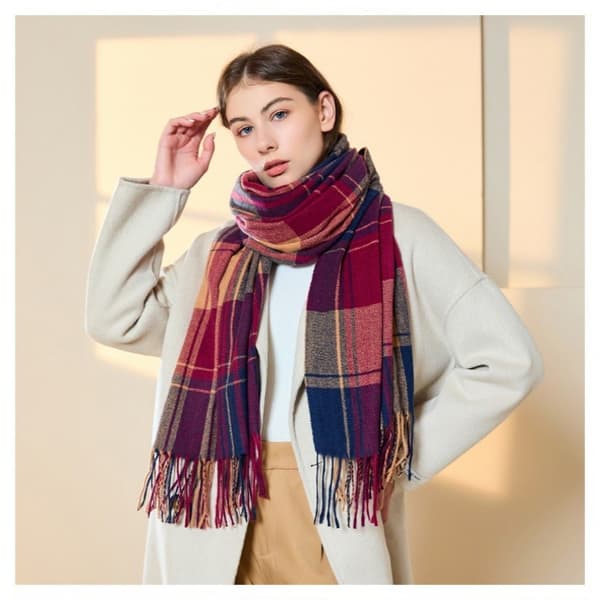 INF Cashmere-tyyppinen viivaverkkohuivi monipuolinen brittiläinen tyyli