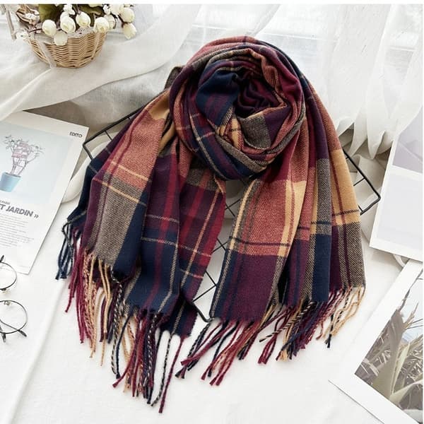 INF Cashmere-tyyppinen viivaverkkohuivi monipuolinen brittiläinen tyyli