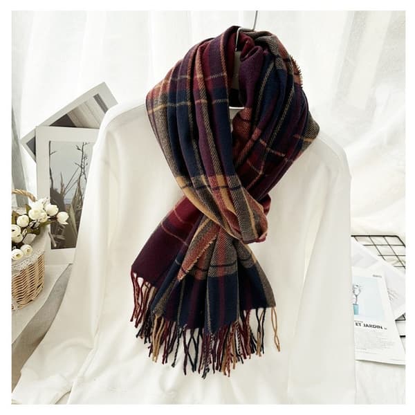 INF Cashmere-tyyppinen viivaverkkohuivi monipuolinen brittiläinen tyyli