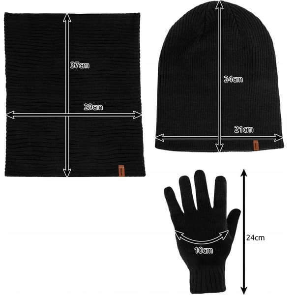 Set med Mössa, Halsduk och Vantar - Svart