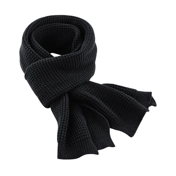 Beechfield Unisex Adult Classic Waffle Knitted Scarf Black One Size