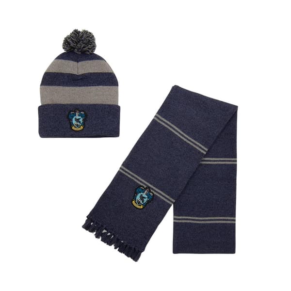 Harry Potter Unisex Adult Ravenclaw Hat And Scarf Set Blue/White One Size