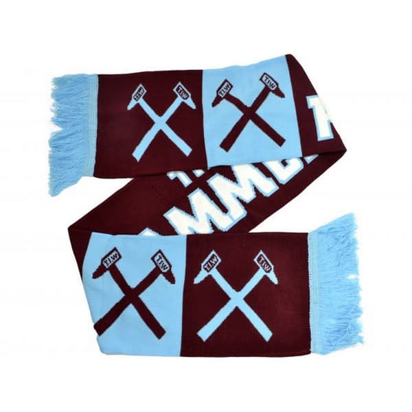 West Ham United FC Crest Jacquard vinterhalsduk Claret/Sky Blue One Size