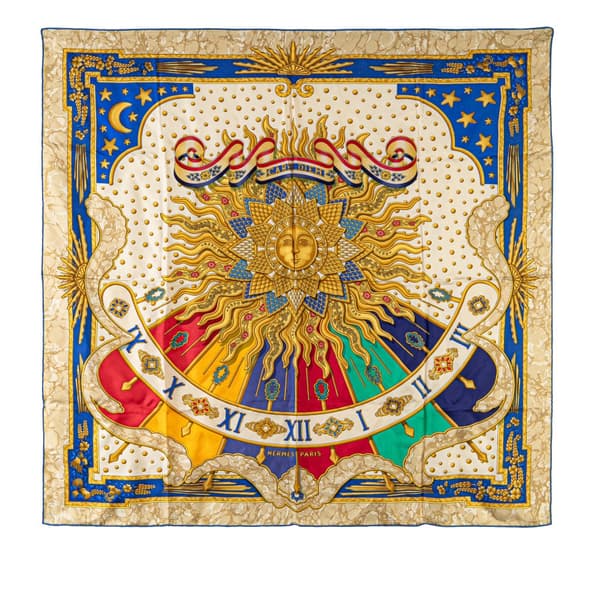 Pre-owned Hermès Carpe Diem Silk Scarf Yellow