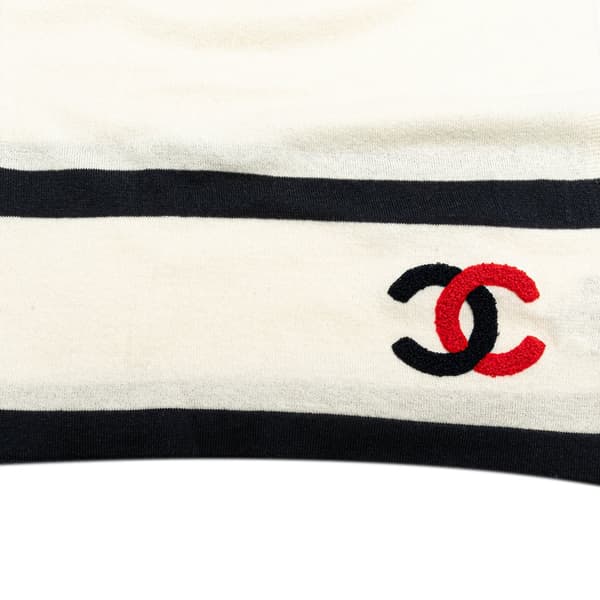 Pre-owned Chanel CC Cotton Scarf White