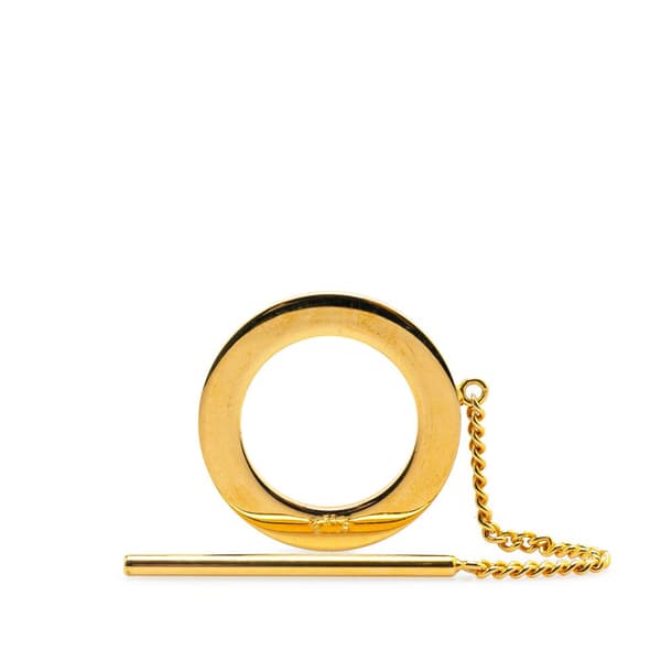 Pre-owned Celine Gold Plated Logo Scarf Ring Gold