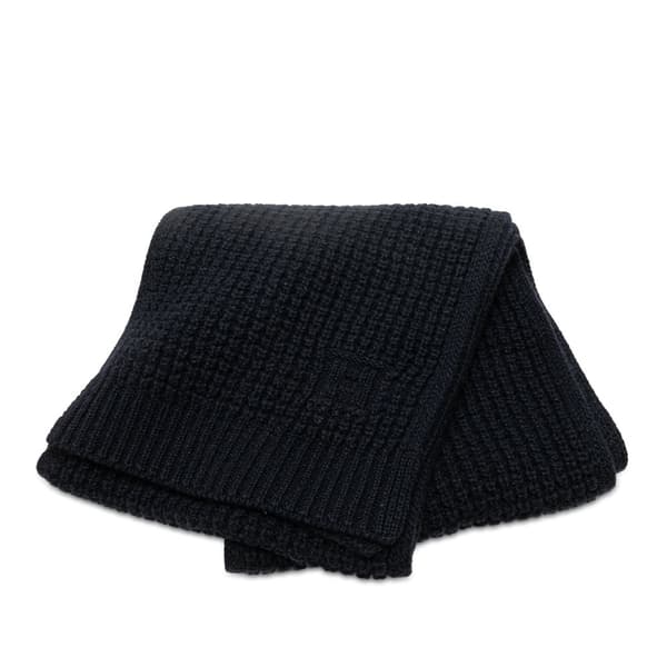 Pre-owned Hermès Cashmere Knit Scarf Blue