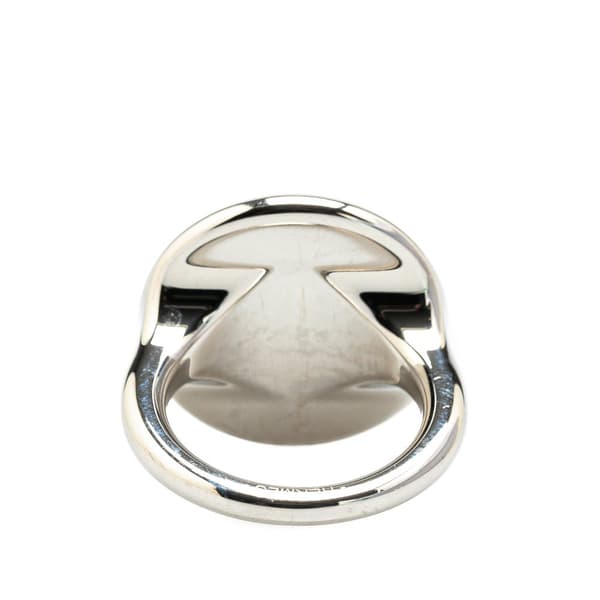 Pre-owned Hermès Palladium Plated Collier de Chien Scarf Ring Silver