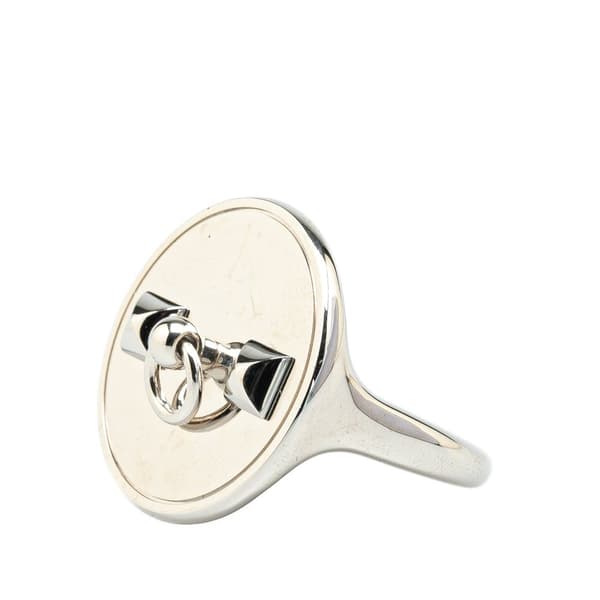 Pre-owned Hermès Palladium Plated Collier de Chien Scarf Ring Silver