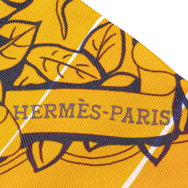 Pre-owned Hermès Jungle Love Rainbow Silk Twilly Scarf Orange
