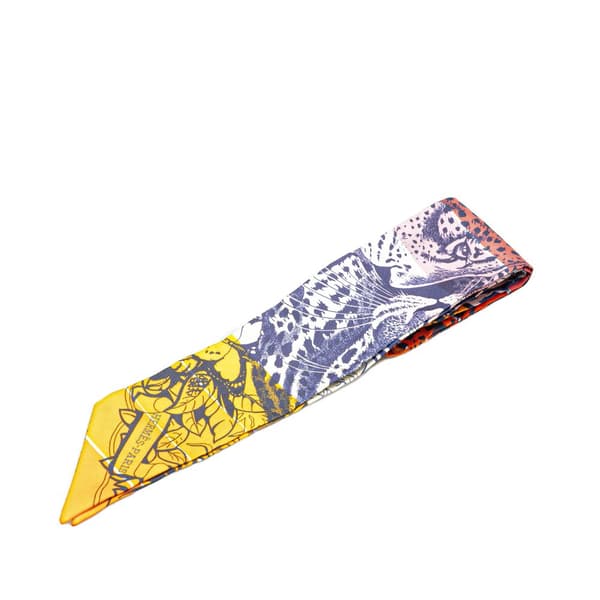 Pre-owned Hermès Jungle Love Rainbow Silk Twilly Scarf Orange