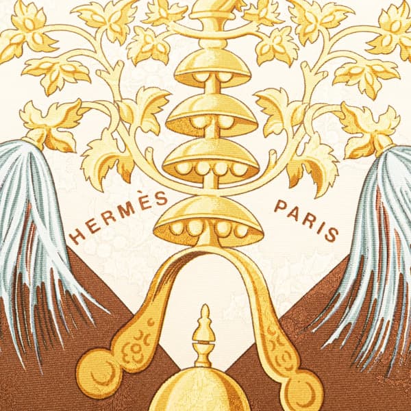 Pre-owned Hermès Plumes Et Grelots Silk Scarf Brown
