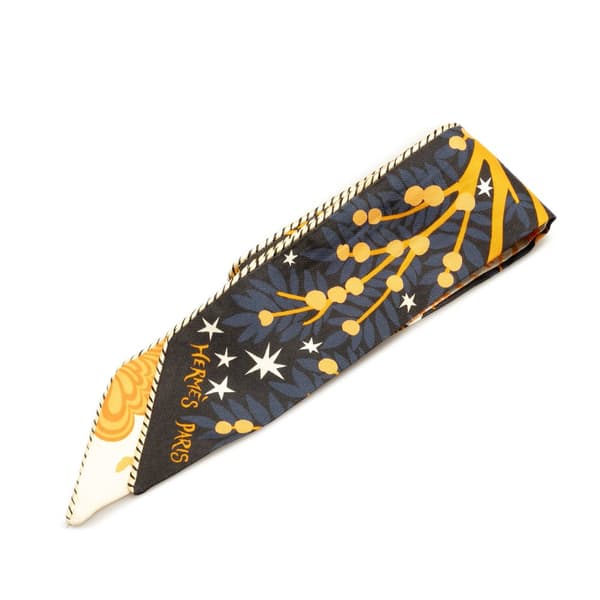 Pre-owned Hermès Le Charme D Orphee Twilly Silk Scarf Black