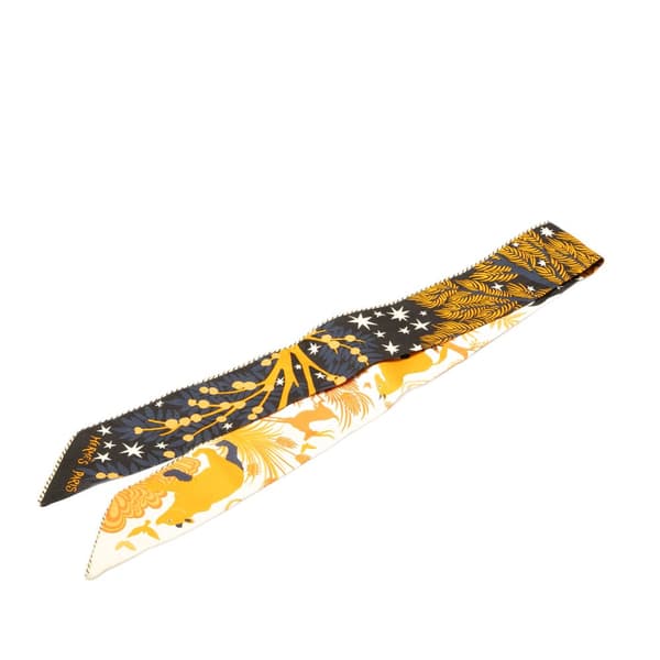 Pre-owned Hermès Le Charme D Orphee Twilly Silk Scarf Black